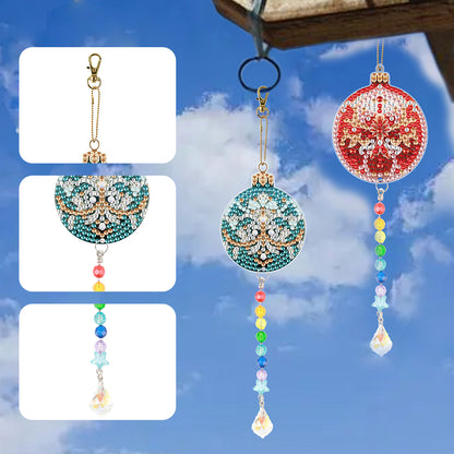 2PCS Suncatcher Diamond Painting Hanging Decor for Kid DIY Craft (Xmas Ball #9)