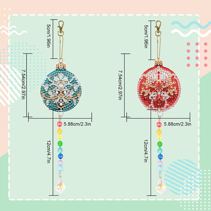 2PCS Suncatcher Diamond Painting Hanging Decor for Kid DIY Craft (Xmas Ball #9)