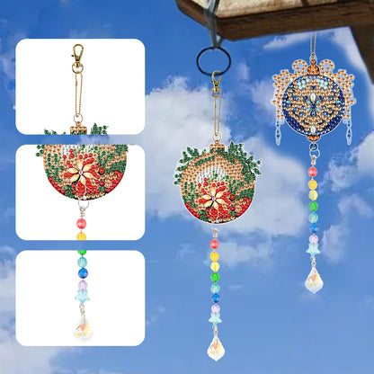 2PCS Suncatcher Diamond Painting Hanging Decor for Kid DIY Craft (Xmas Ball #10)