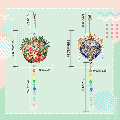 2PCS Suncatcher Diamond Painting Hanging Decor for Kid DIY Craft (Xmas Ball #10)