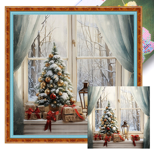 Winter Christmas Window - 11CT Stamped Cross Stitch 50*50CM(Joy Sunday)