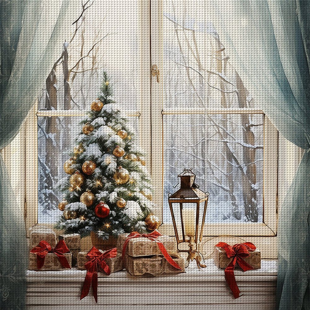 Winter Christmas Window - 11CT Stamped Cross Stitch 50*50CM(Joy Sunday)