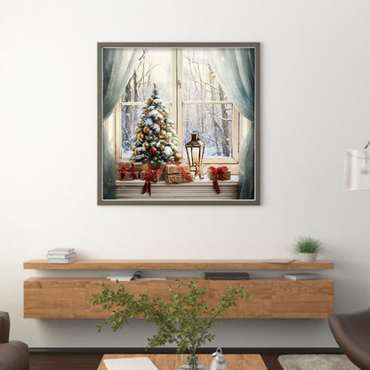 Winter Christmas Window - 11CT Stamped Cross Stitch 50*50CM(Joy Sunday)