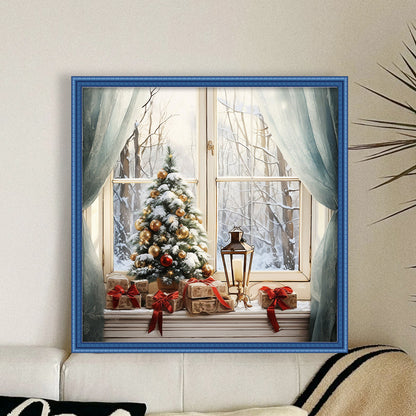 Winter Christmas Window - 11CT Stamped Cross Stitch 50*50CM(Joy Sunday)