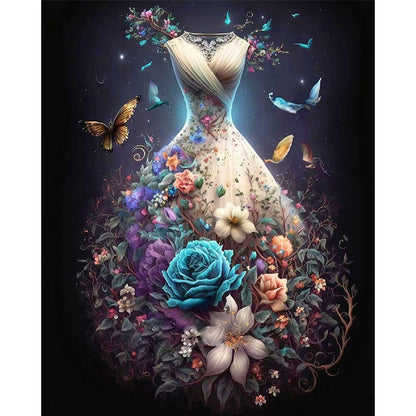 Floral Dress - 11CT Stamped Cross Stitch 40*50CM(Joy Sunday)