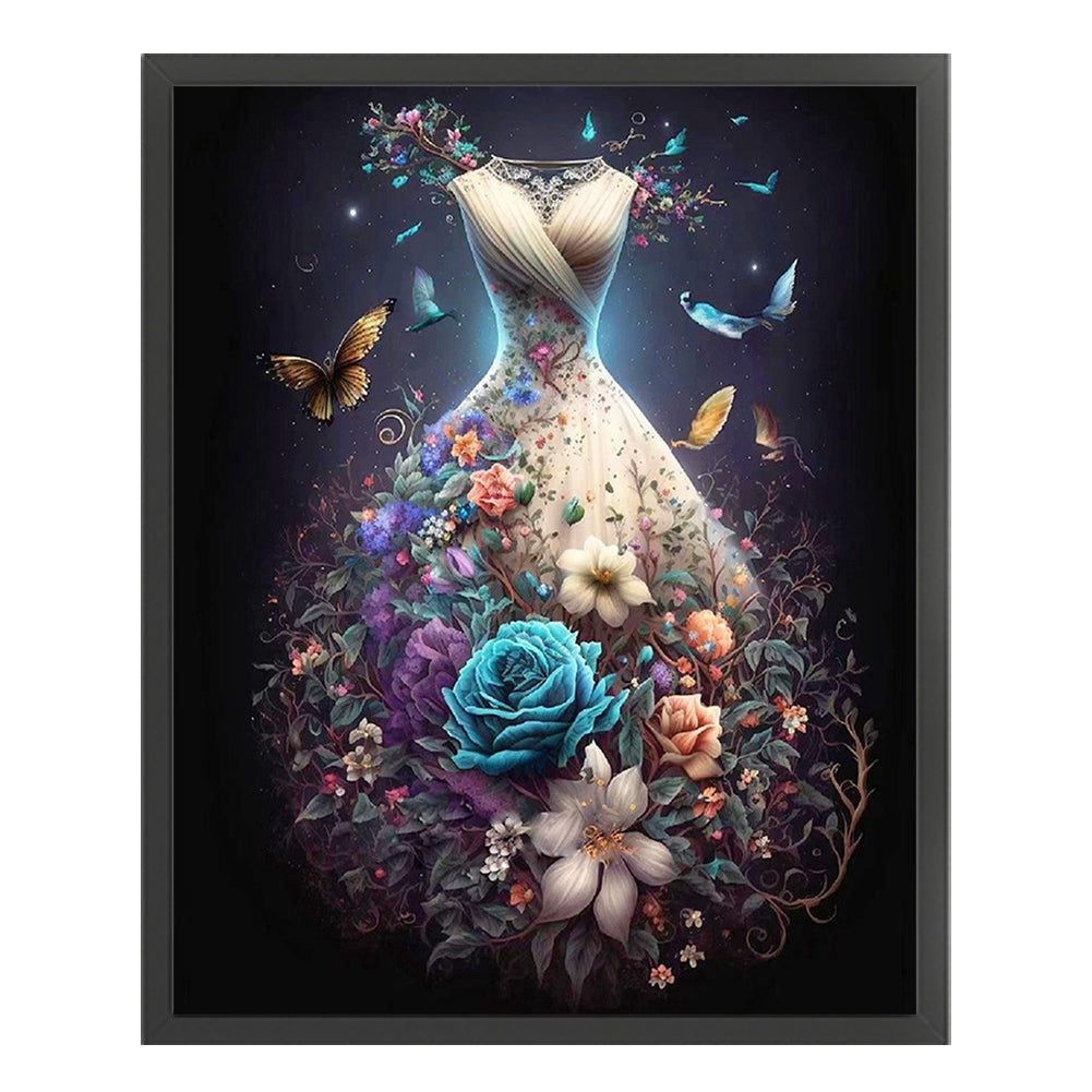 Floral Dress - 11CT Stamped Cross Stitch 40*50CM(Joy Sunday)