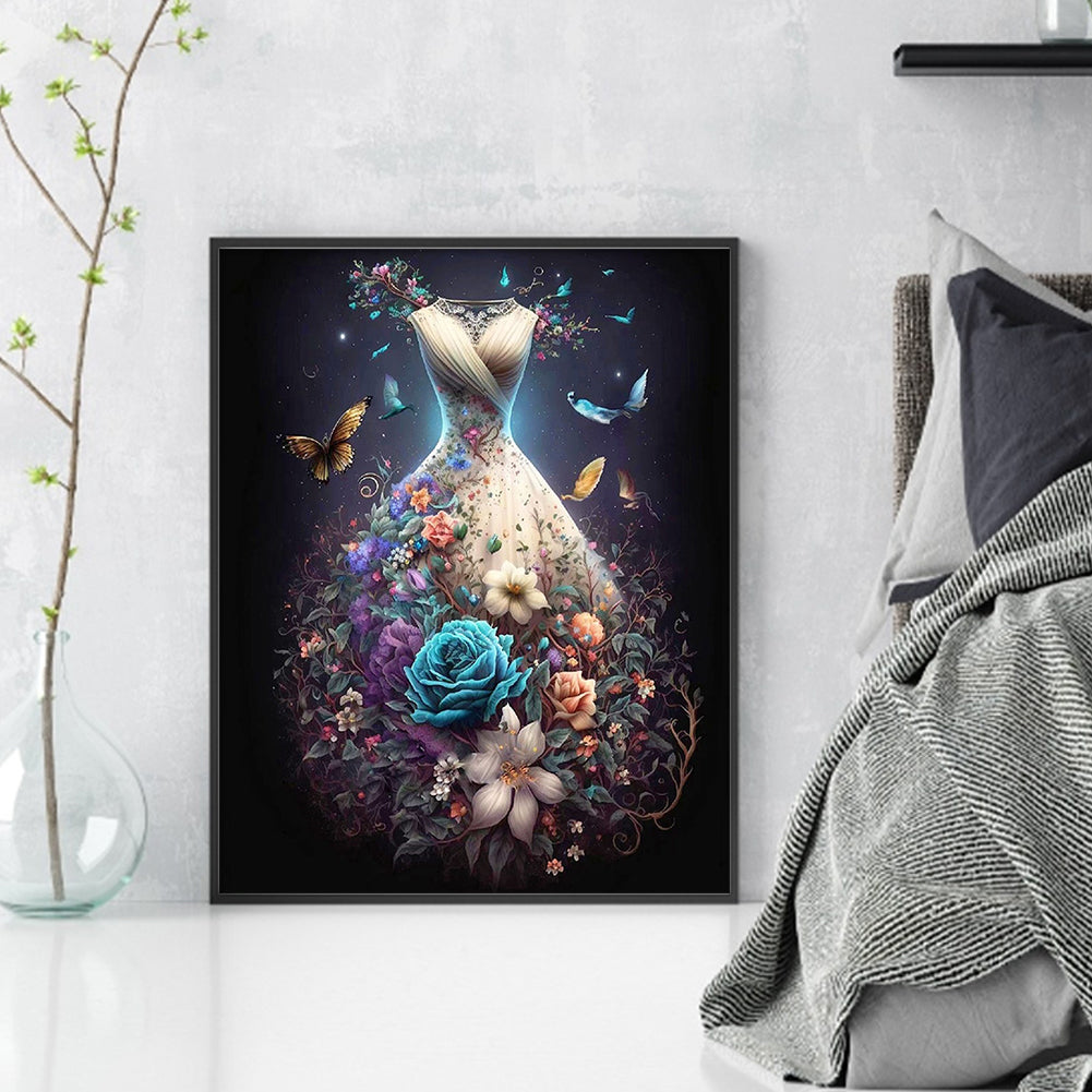 Floral Dress - 11CT Stamped Cross Stitch 40*50CM(Joy Sunday)