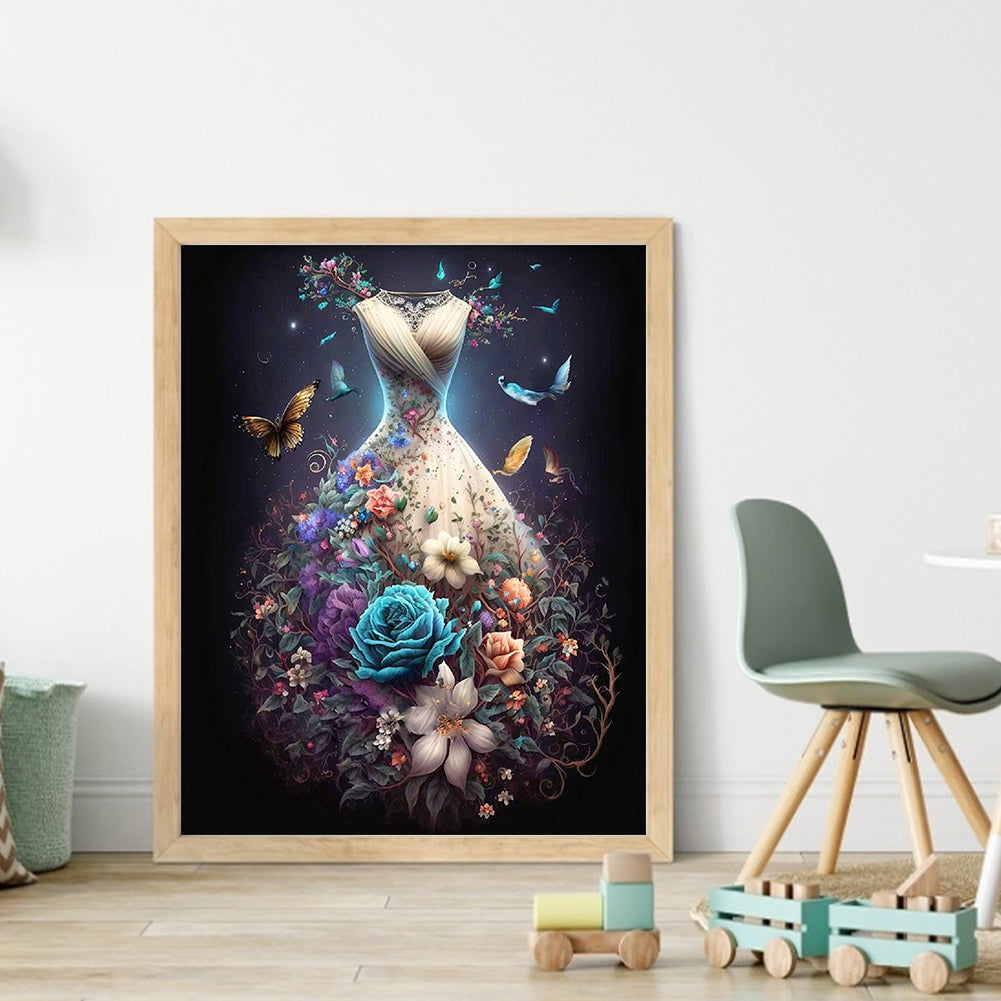 Floral Dress - 11CT Stamped Cross Stitch 40*50CM(Joy Sunday)