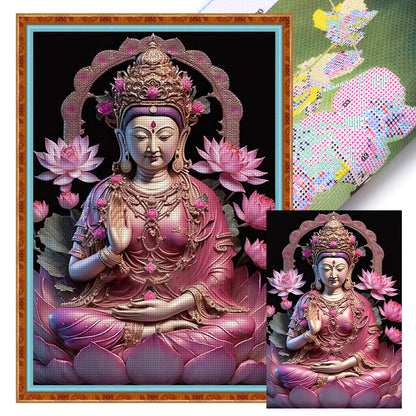 Flower Buddha - 11CT Stamped Cross Stitch 40*50CM(Joy Sunday)
