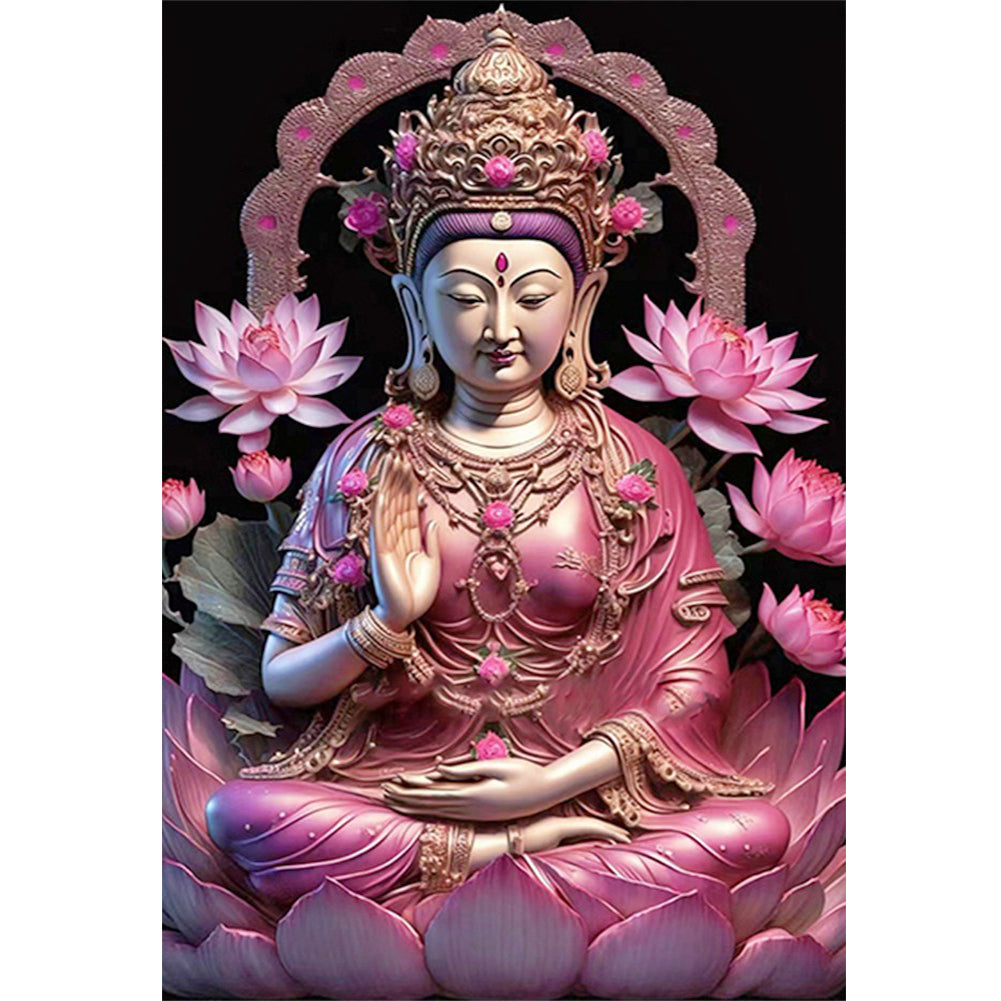 Flower Buddha - 11CT Stamped Cross Stitch 40*50CM(Joy Sunday)