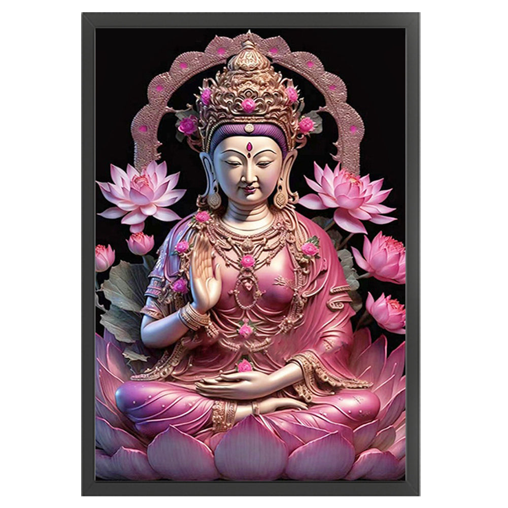 Flower Buddha - 11CT Stamped Cross Stitch 40*50CM(Joy Sunday)