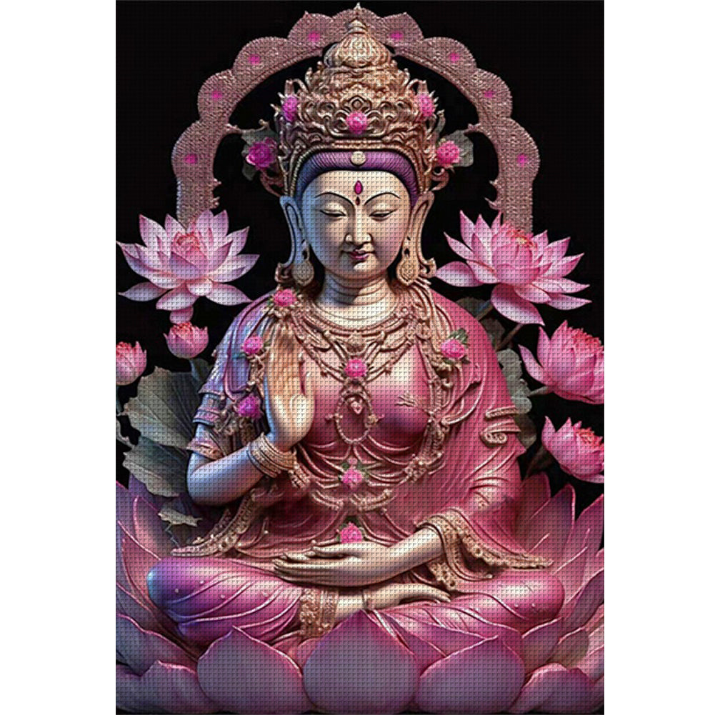 Flower Buddha - 11CT Stamped Cross Stitch 40*50CM(Joy Sunday)
