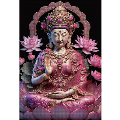 Flower Buddha - 11CT Stamped Cross Stitch 40*50CM(Joy Sunday)