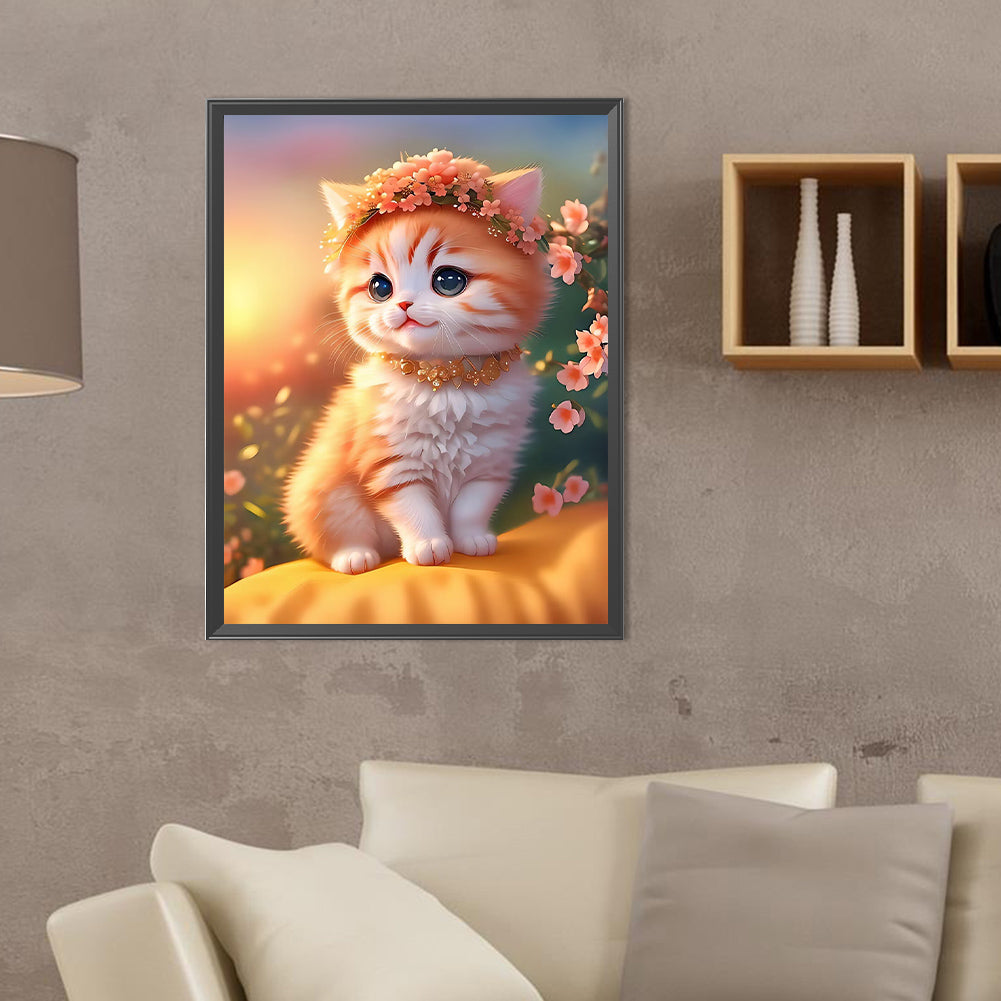 Cat - Full Round Drill Diamond Painting 30*40CM