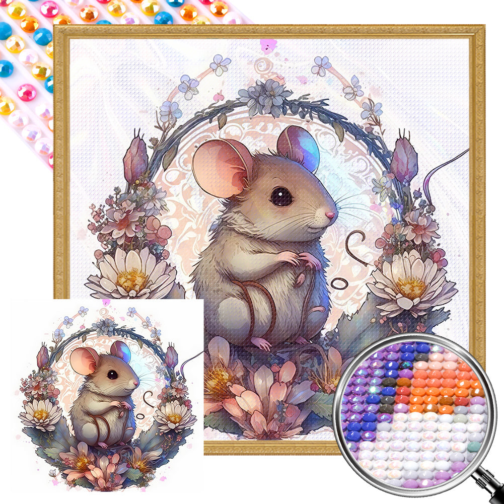 Mice In Wreath - Full AB Round Drill Diamond Painting 40*40CM