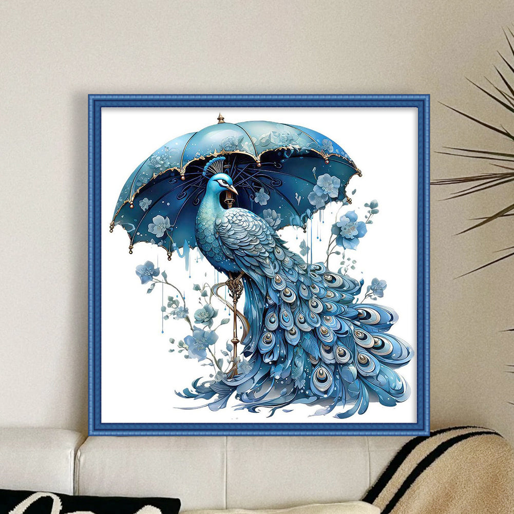 Blue Peacock - 11CT Stamped Cross Stitch 40*40CM(Joy Sunday)