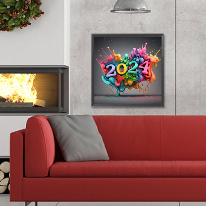 Colorful New Year 2024 - Full Round Drill Diamond Painting 30*30CM