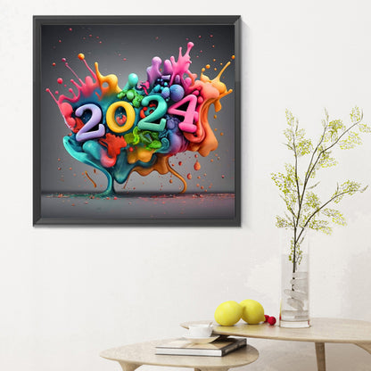 Colorful New Year 2024 - Full Round Drill Diamond Painting 30*30CM