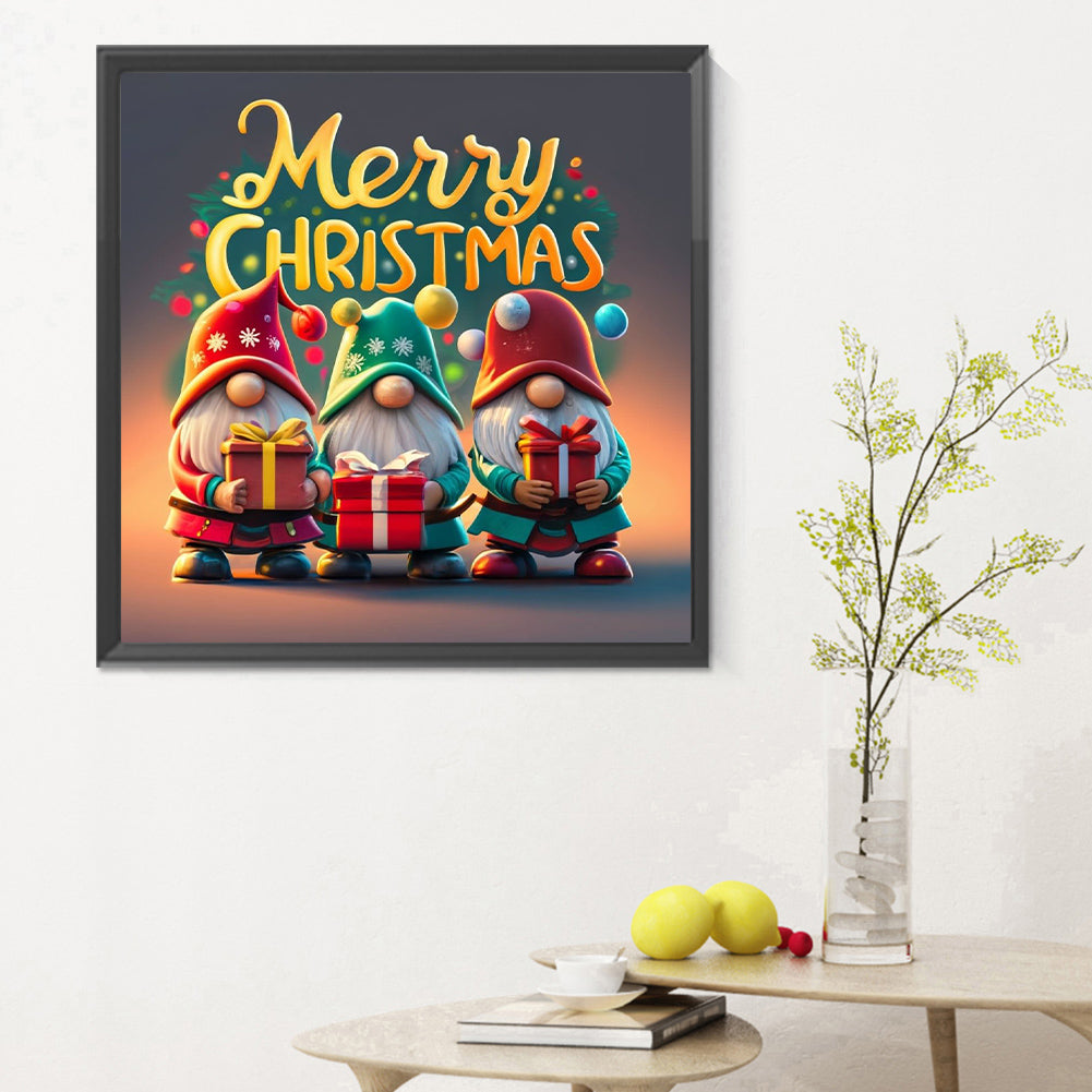 Colorful Christmas Gnome Old Man - Full Round Drill Diamond Painting 30*30CM