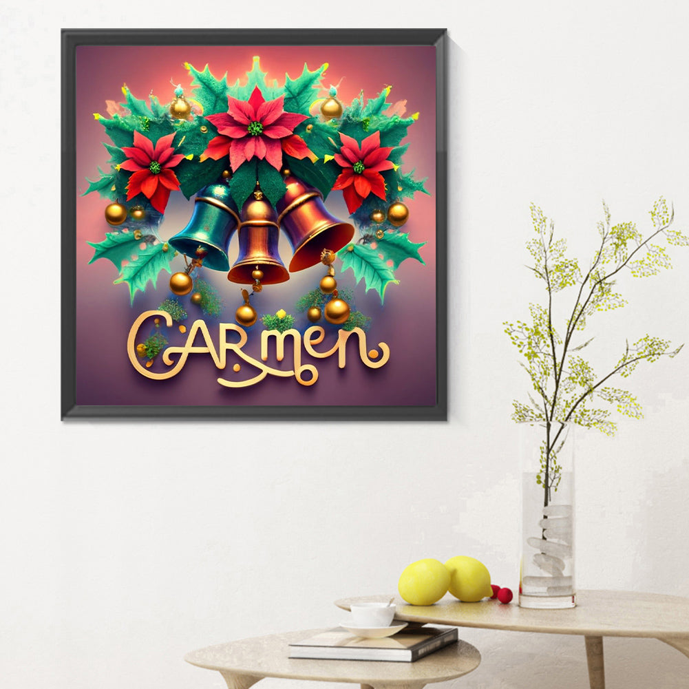 Colorful Christmas Bells And Flowers - Full Round Drill Diamond Painting 30*30CM