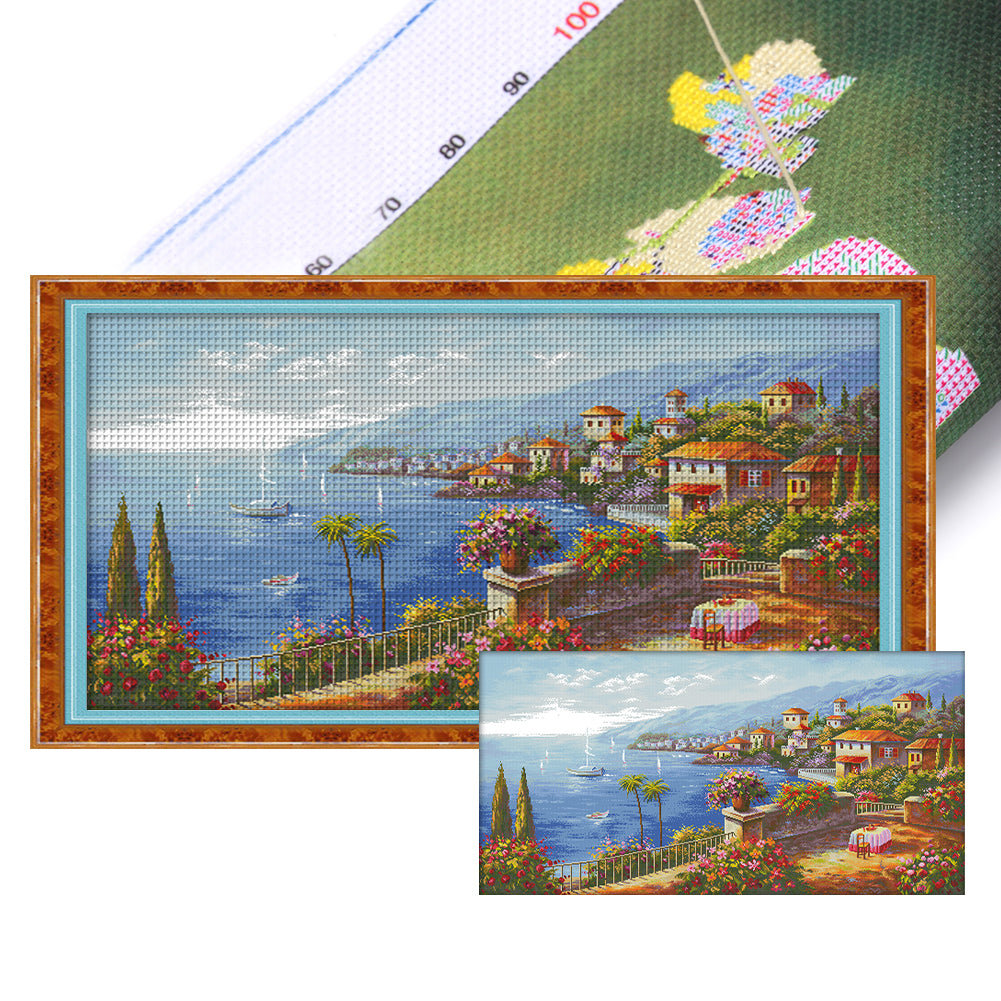 Mediterranean Style - 14CT Stamped Cross Stitch 105*56CM(Joy Sunday)