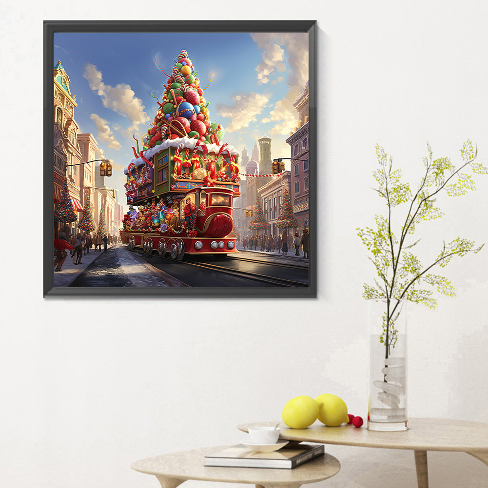 Christmas Street Christmas Tree - Full Round Drill Diamond Painting 30*30CM