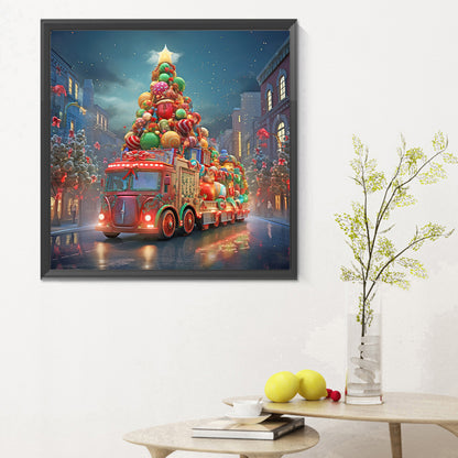 Christmas Street Christmas Tree - Full Round Drill Diamond Painting 30*30CM