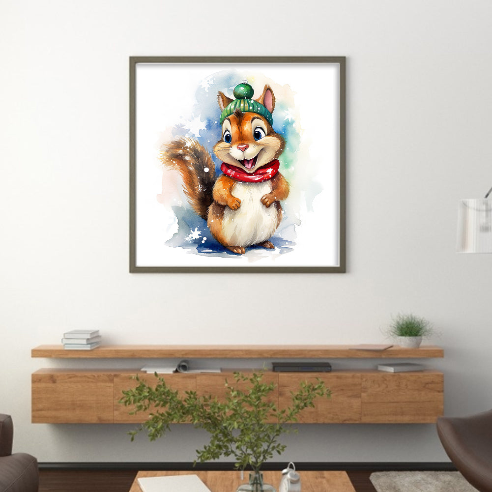 Christmas Squirrel - 18CT Stamped Cross Stitch 20*20CM(Joy Sunday)