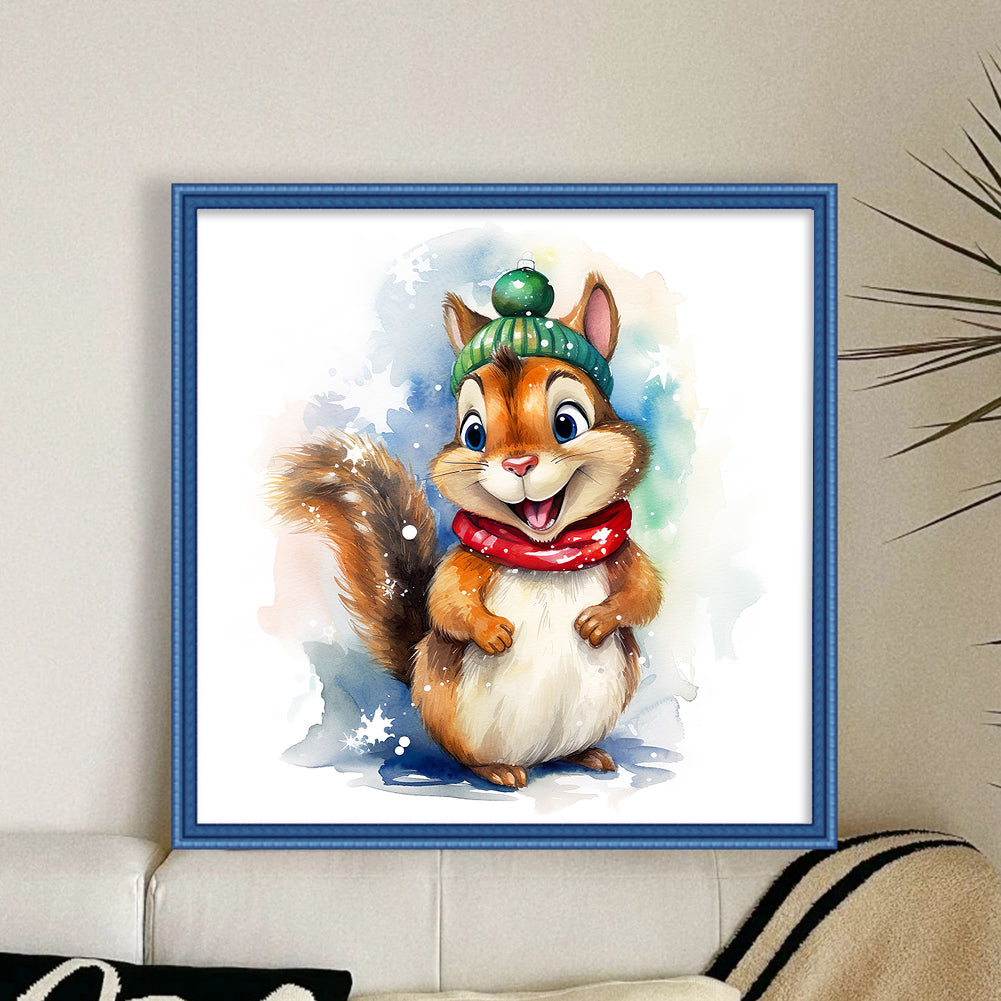 Christmas Squirrel - 18CT Stamped Cross Stitch 20*20CM(Joy Sunday)