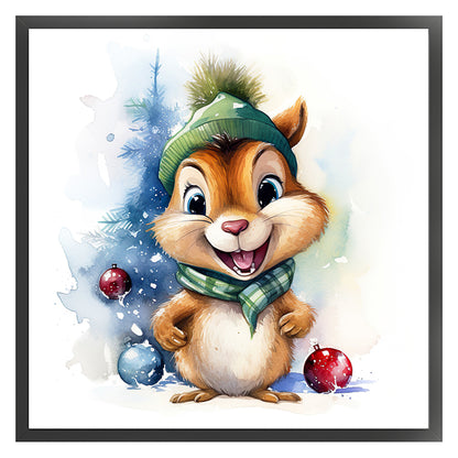 Christmas Squirrel - 18CT Stamped Cross Stitch 20*20CM(Joy Sunday)