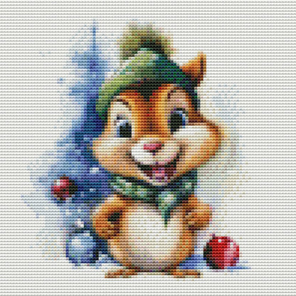 Christmas Squirrel - 18CT Stamped Cross Stitch 20*20CM(Joy Sunday)