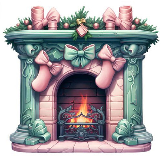 Christmas Fireplace - Full Round Drill Diamond Painting 30*30CM