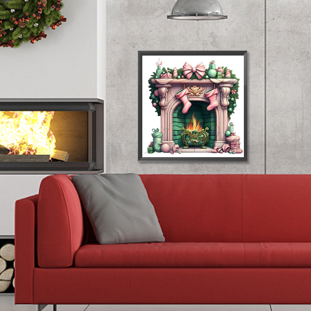 Christmas Fireplace - Full Round Drill Diamond Painting 30*30CM