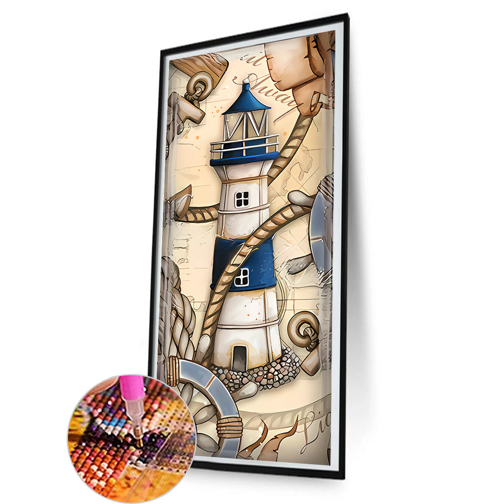 Crossing The Sea Lighthouse - Full Round Drill Diamond Painting 40*80CM