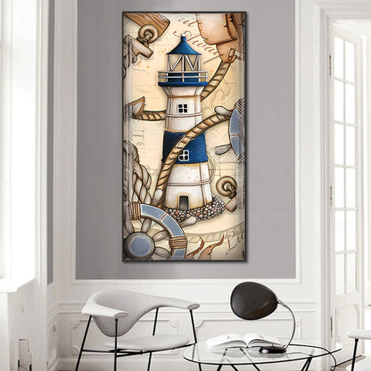 Crossing The Sea Lighthouse - Full Round Drill Diamond Painting 40*80CM