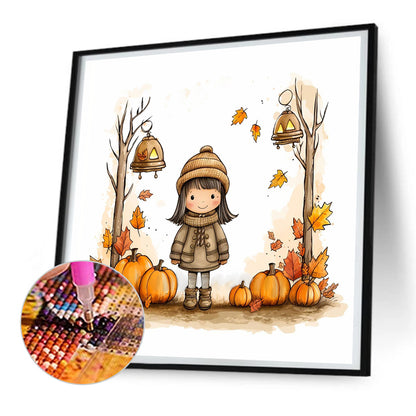 Autumn Girl - Full Round Drill Diamond Painting 30*30CM