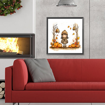 Autumn Girl - Full Round Drill Diamond Painting 30*30CM