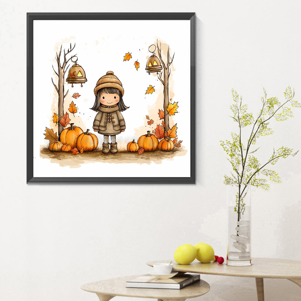 Autumn Girl - Full Round Drill Diamond Painting 30*30CM