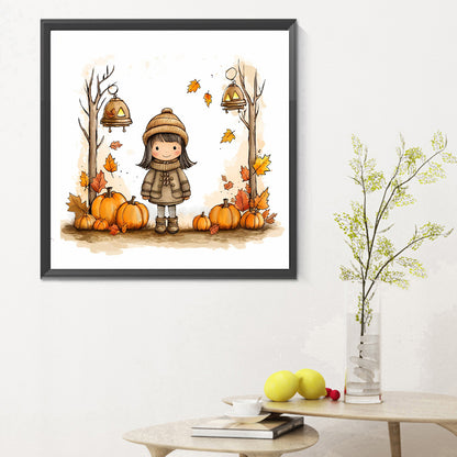 Autumn Girl - Full Round Drill Diamond Painting 30*30CM