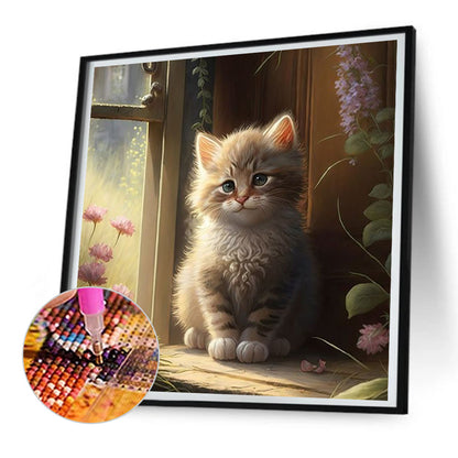 Kitten And Flower House - Full Round Drill Diamond Painting 30*30CM