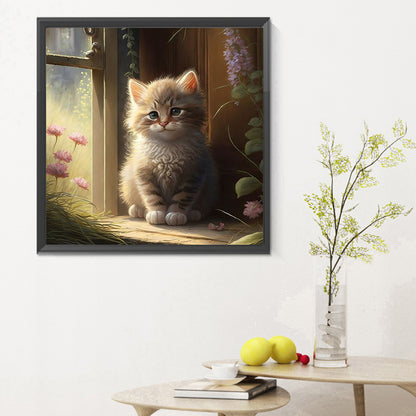 Kitten And Flower House - Full Round Drill Diamond Painting 30*30CM