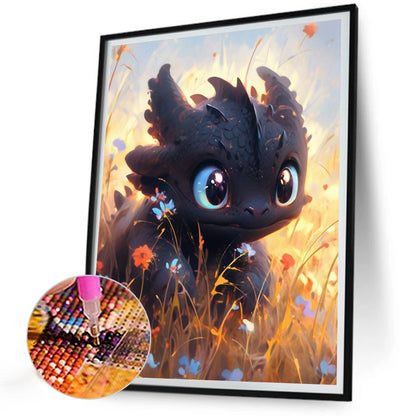 Toothless And Flowers - Full Round Drill Diamond Painting 30*40CM