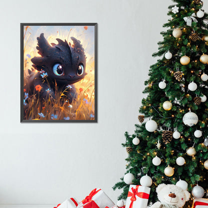 Toothless And Flowers - Full Round Drill Diamond Painting 30*40CM