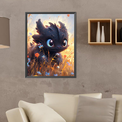 Toothless And Flowers - Full Round Drill Diamond Painting 30*40CM