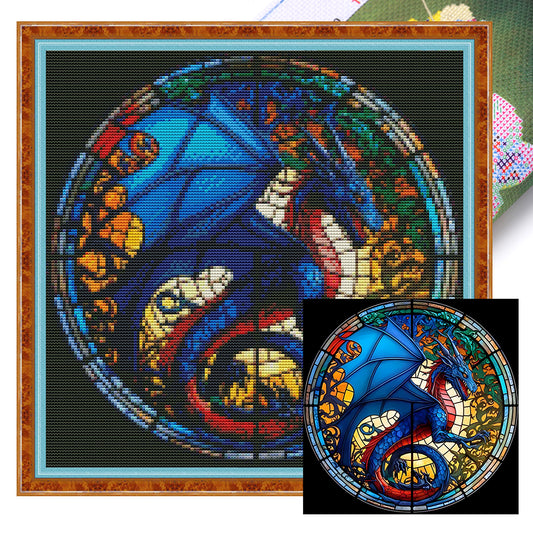 Glass Painting-Pterosaur - 11CT Stamped Cross Stitch 40*40CM(Joy Sunday)