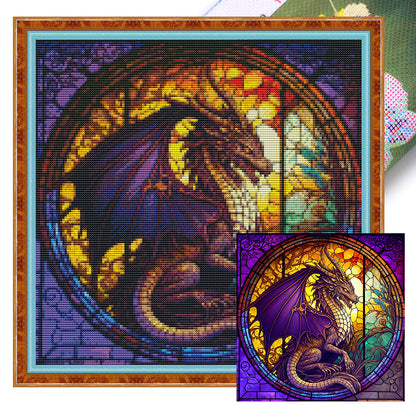 Glass Painting-Pterosaur - 11CT Stamped Cross Stitch 40*40CM(Joy Sunday)