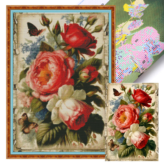 Retro Poster - Flowers - 11CT Stamped Cross Stitch 40*60CM(Joy Sunday)