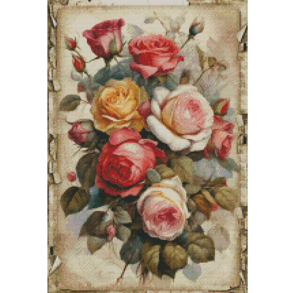 Retro Poster - Flowers - 11CT Stamped Cross Stitch 40*60CM(Joy Sunday)