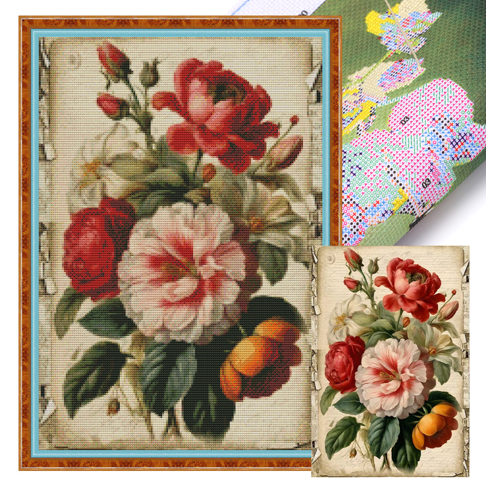 Retro Poster - Flowers - 11CT Stamped Cross Stitch 40*60CM(Joy Sunday)