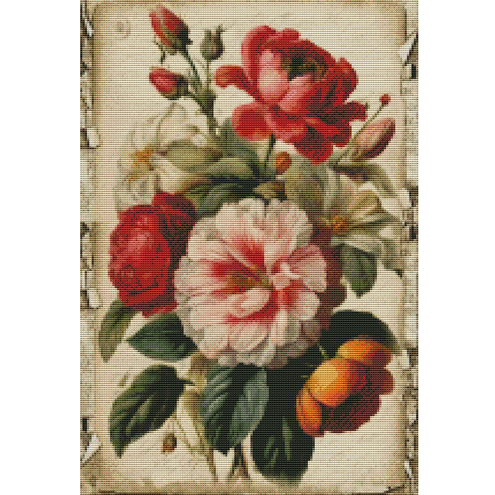 Retro Poster - Flowers - 11CT Stamped Cross Stitch 40*60CM(Joy Sunday)